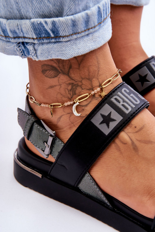 Platte sandalen Big Star LL274938 zwarte kleur