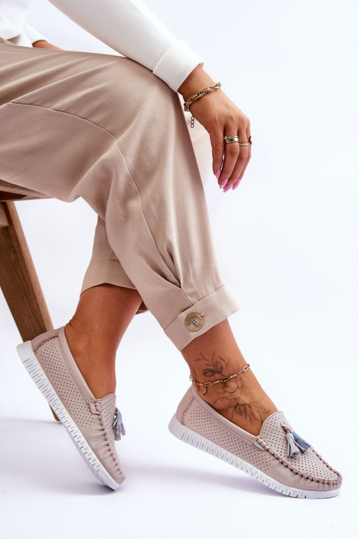 met opengewerkte elementen Mocassins Lichtroze tint Lanzarot