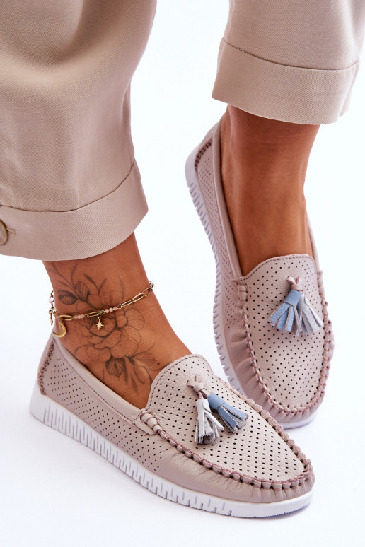 met opengewerkte elementen Mocassins Lichtroze tint Lanzarot