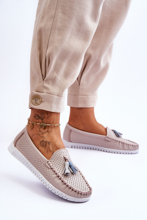 met opengewerkte elementen Mocassins Lichtroze tint Lanzarot