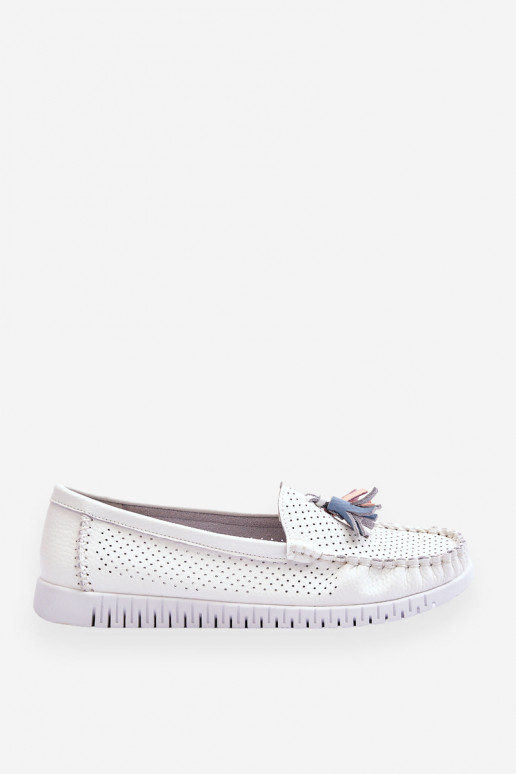 met opengewerkte elementen Mocassins in witte kleur Lanzarot met opengewerkte elementen Mocassins in witte kleur Lanzarot