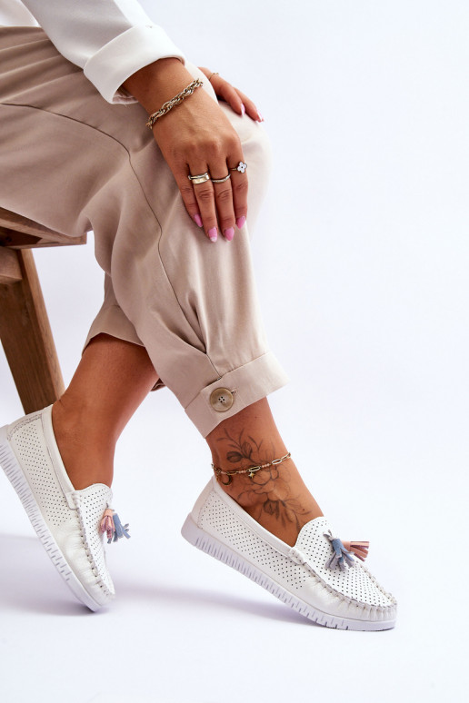 met opengewerkte elementen Mocassins in witte kleur Lanzarot met opengewerkte elementen Mocassins in witte kleur Lanzarot