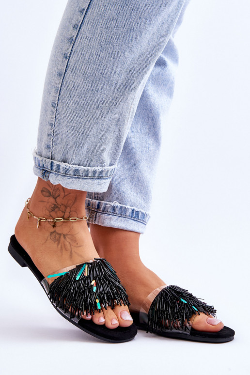 Slippers S.Barski KV-576-4 zwarte kleur Slippers S.Barski KV-576-4 zwarte kleur