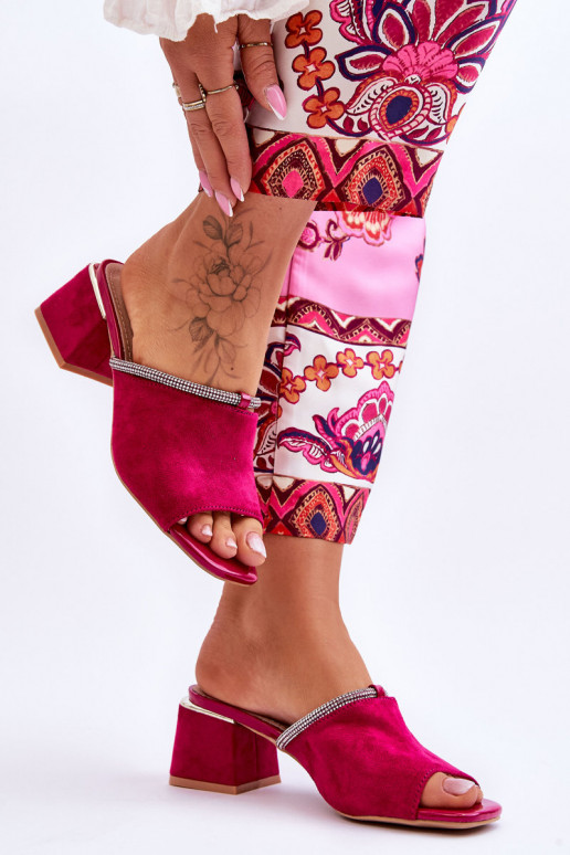 suède pantoffels met hakken S.Barski KV-612-2 roze kleur suède pantoffels met hakken S.Barski KV-612-2 roze kleur