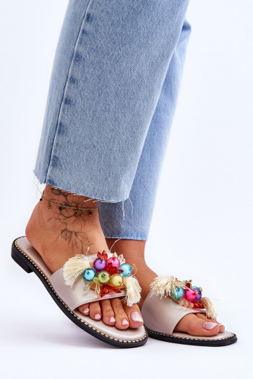 Slippers met decoratieve kralen S.Barski KV-2775-47 Naakt 2