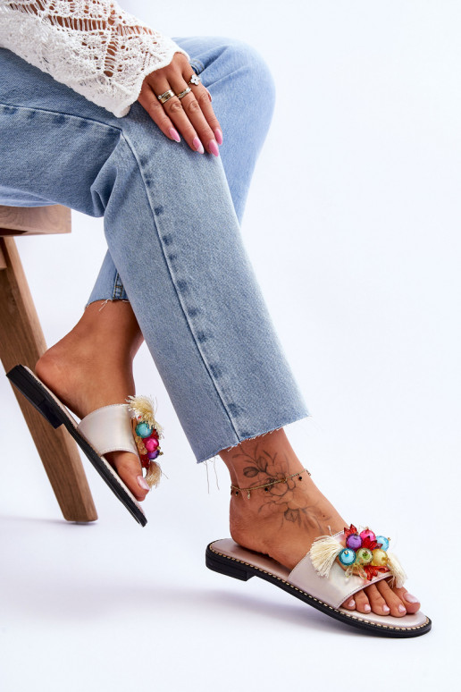 Slippers met decoratieve kralen S.Barski KV-2775-47 Naakt