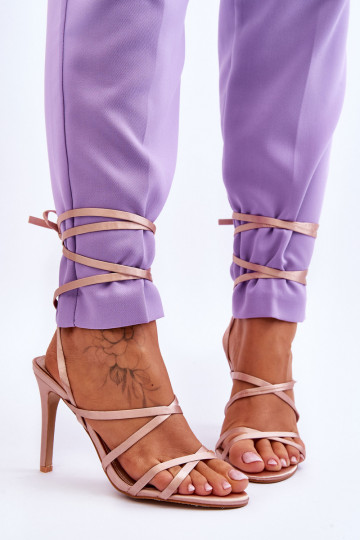 Damessandalen met hoge hak beige Meya