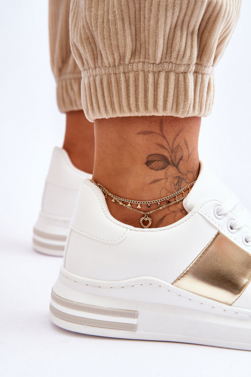 Klassiek model sportschoenen Wit-goud kleur Follow Me Klassiek model sportschoenen Wit-goud kleur Follow Me