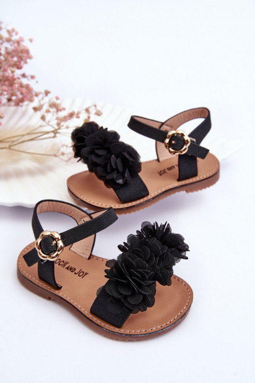 Sandalen voor kinderen met bloemen in de kleur zwart Poly Sandalen voor kinderen met bloemen in de kleur zwart Poly