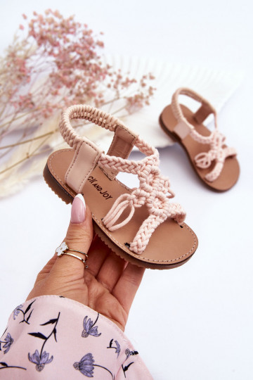 Gevlochten kindersandalen roze Tracy