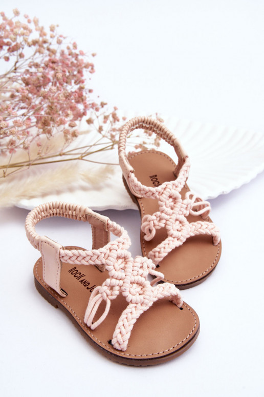 Gevlochten kindersandalen roze Tracy Gevlochten kindersandalen roze Tracy