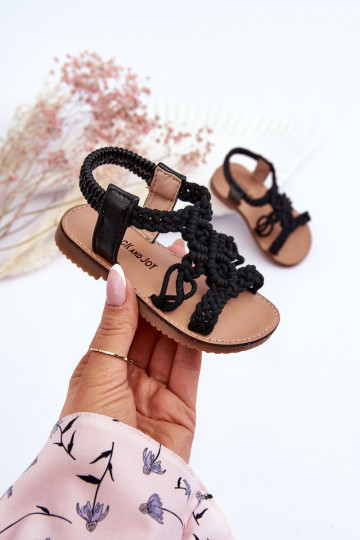 Gevlochten kindersandalen in de kleur zwart Tracy