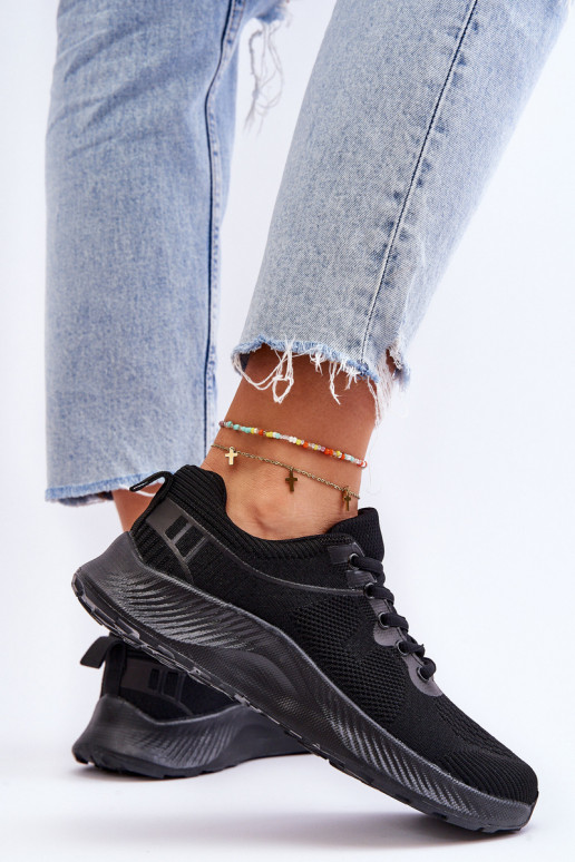 Klassieke sportschoenen met veters in de zwarte kleur Darla