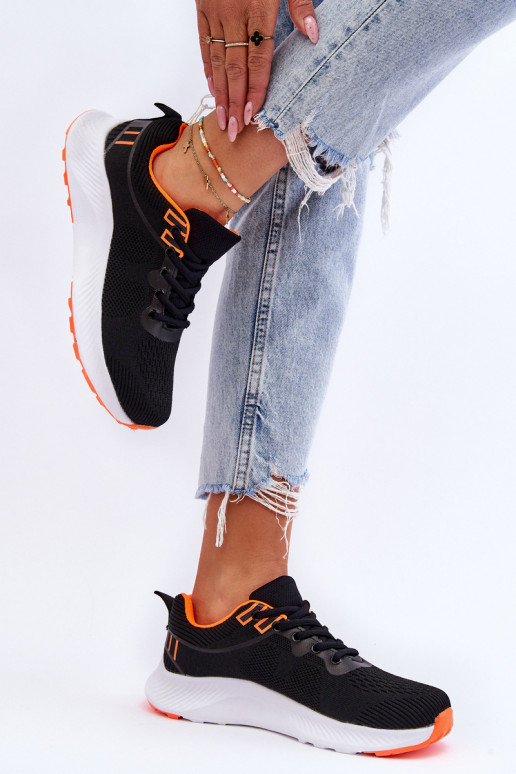 Sneakers met veters in klassieke stijl Zwart en oranje Darla