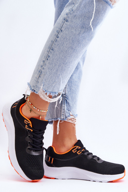 Sneakers met veters in klassieke stijl Zwart en oranje Darla