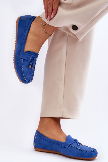 Klassieke suède mocassins in blauw Good Time 2