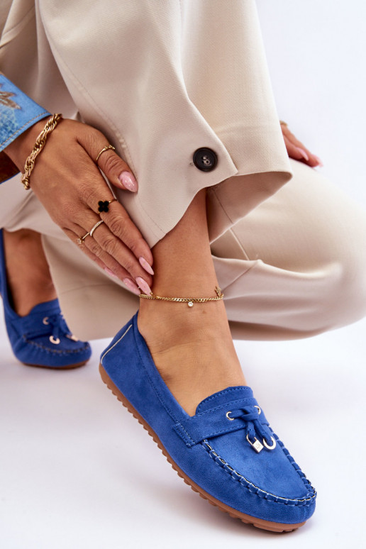 Klassieke suède mocassins in blauw Good Time Klassieke suède mocassins in blauw Good Time