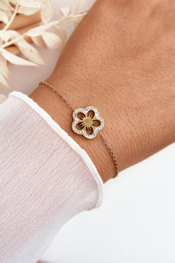Armband met bloemen in goudkleur