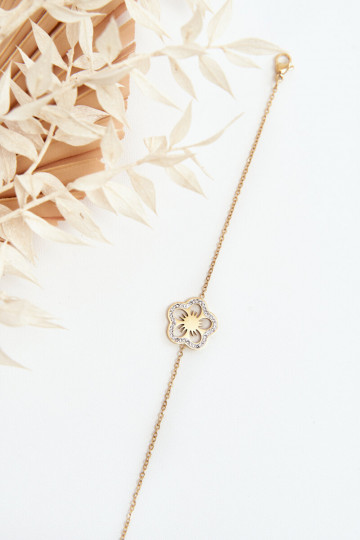 Armband met bloemen in goudkleur 2
