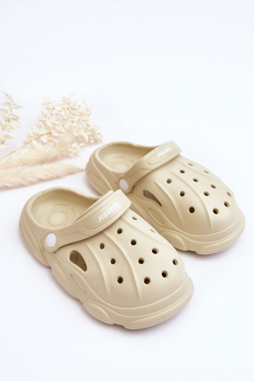Kinderslippers zoals Crocs beige Cloudy