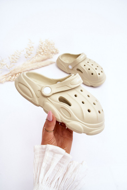 Kinderslippers zoals Crocs beige Cloudy
