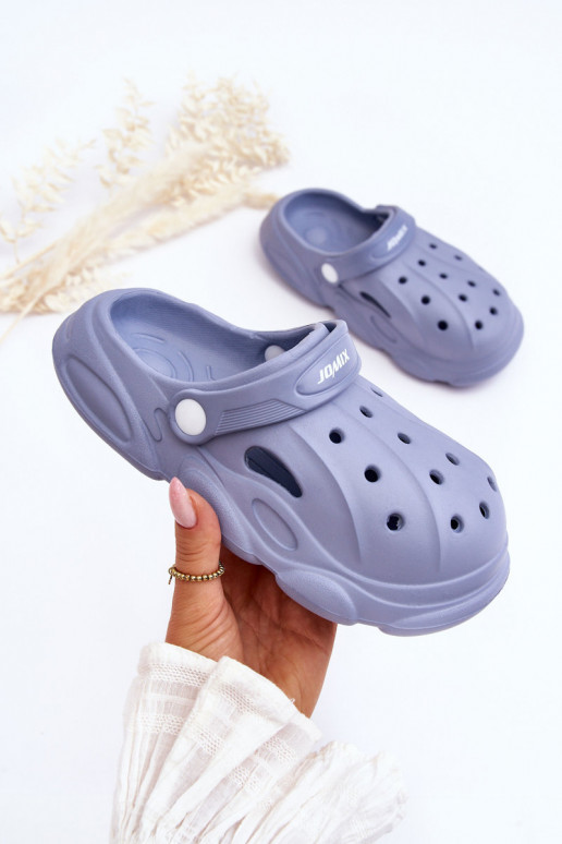 Kinderslippers type Crocs in blauw Cloudy