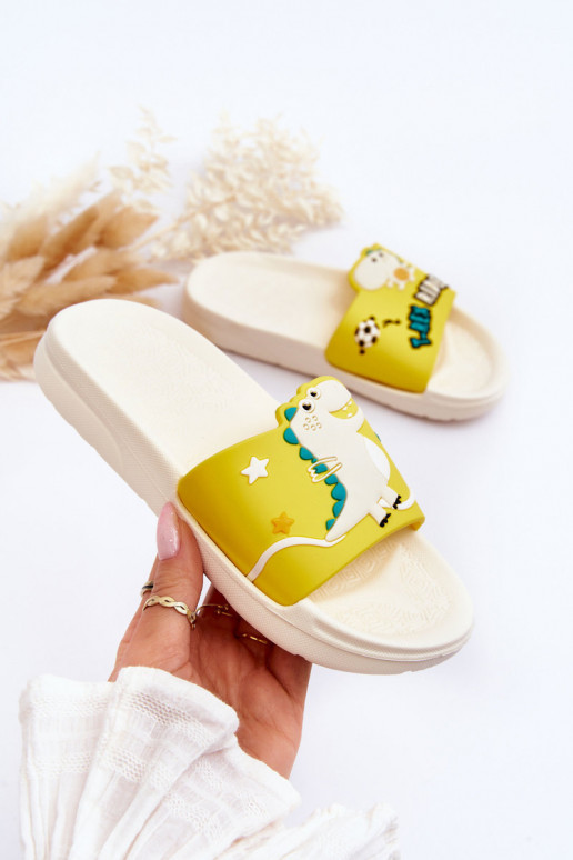 Kinderslofjes T-Rex beige Bernis