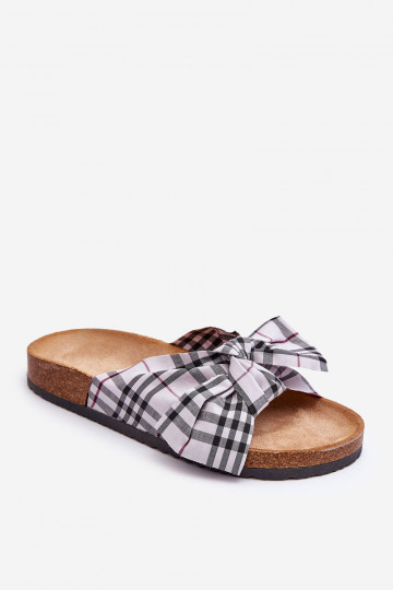 Slippers met linten met een platform in grijs Vero