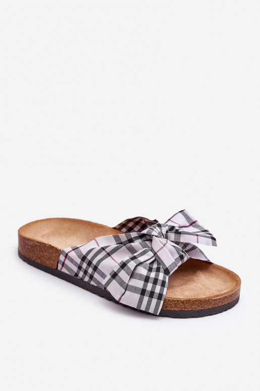 Slippers met linten met een platform in grijs Vero Slippers met linten met een platform in grijs Vero