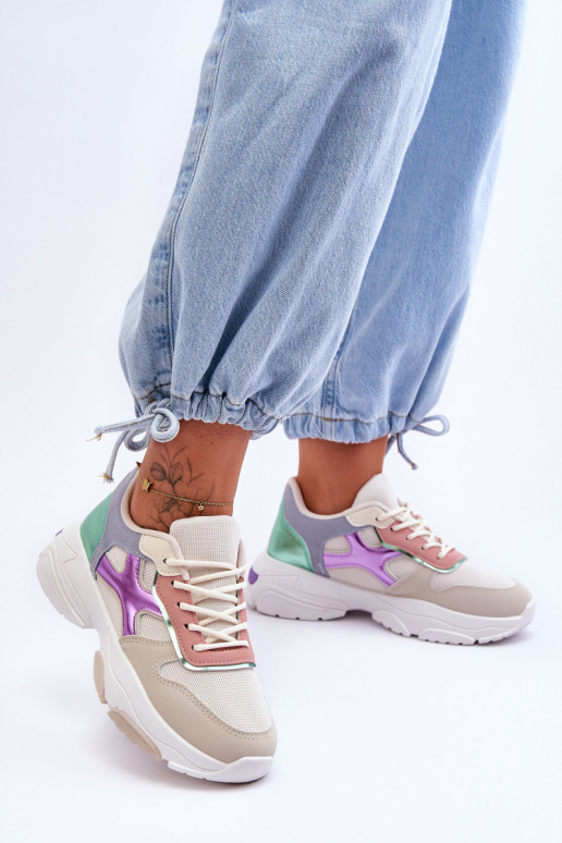 Sneakers model schoenen met veters beige-groene kleur Cortes Sneakers model schoenen met veters beige-groene kleur Cortes