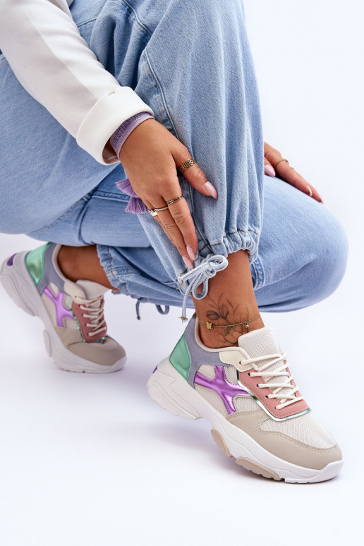 Sneakers model schoenen met veters beige-groene kleur Cortes Sneakers model schoenen met veters beige-groene kleur Cortes