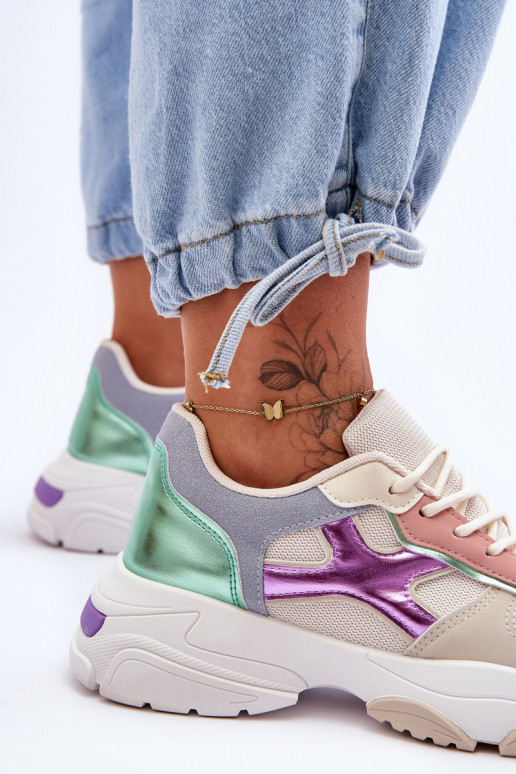 Sneakers model schoenen met veters beige-groene kleur Cortes Sneakers model schoenen met veters beige-groene kleur Cortes