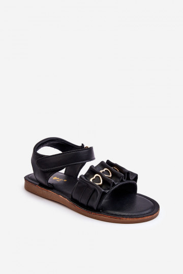 Kindersandalen met zelfklevende sluitingen in de kleur Havana zwart