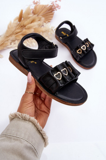 Kindersandalen met zelfklevende sluitingen in de kleur Havana zwart 2