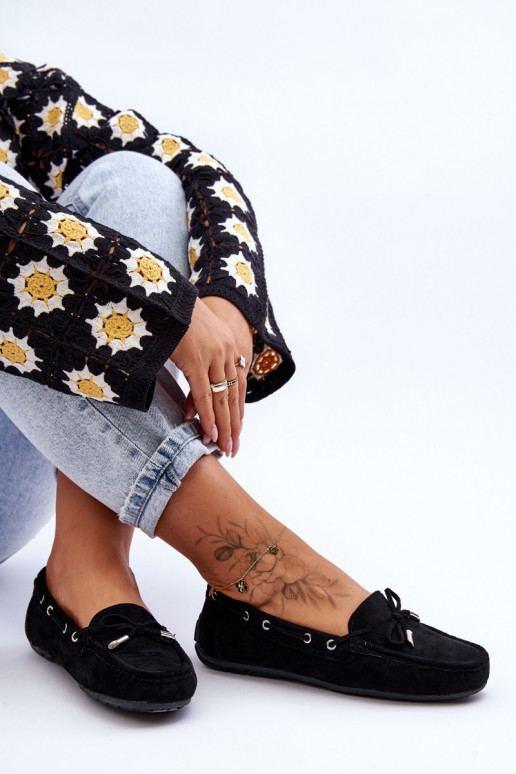 Elegante suède mocassins in zwart Si Passione