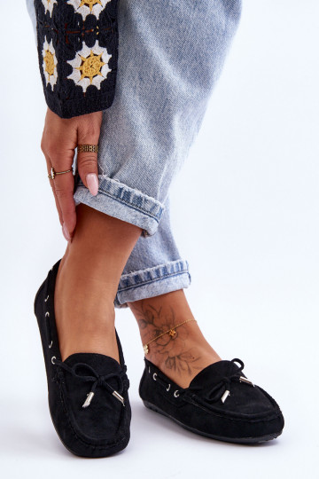 Elegante suède mocassins in zwart Si Passione