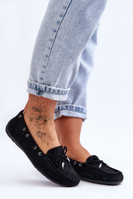 Elegante suède mocassins in zwart Si Passione