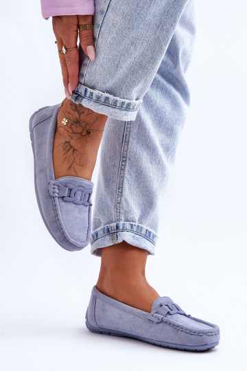 Suède mocassins in blauw Rabell 2