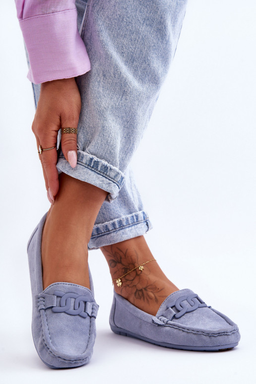 Suède mocassins in blauw Rabell