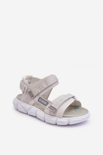 Kindersandalen met zelfklevende sluiting Big Star LL374201 Wit-zilverkleur