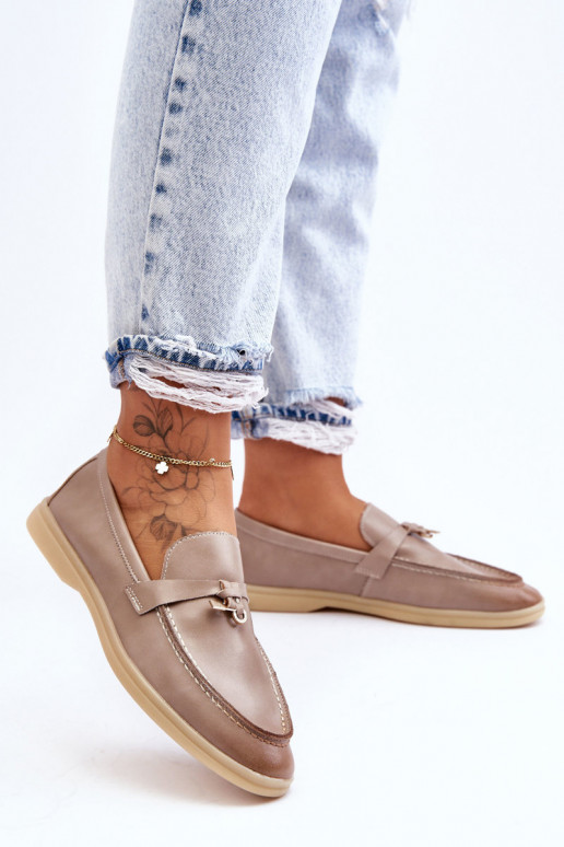 Klassiek model damesmocassins in grijze kleur Cortez