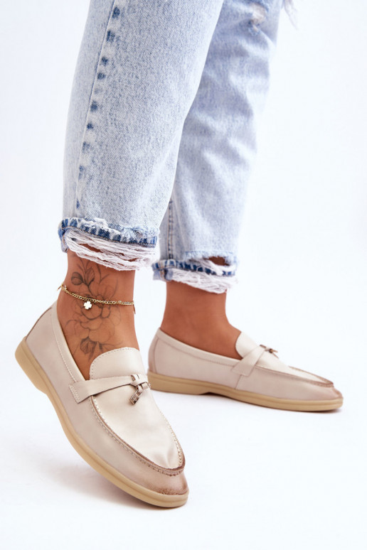 Klassiek model damesmocassins beige Cortez Klassiek model damesmocassins beige Cortez