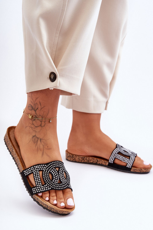 Damesslippers Versierde Studs zwarte kleur Evelins Damesslippers Versierde Studs zwarte kleur Evelins