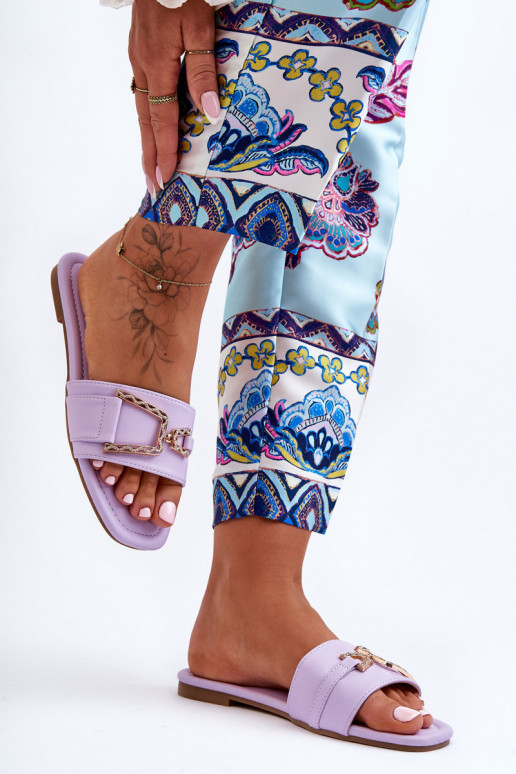 Klassiek model Slippers met ornamenten Paarse kleur Imposant Klassiek model Slippers met ornamenten Paarse kleur Imposant