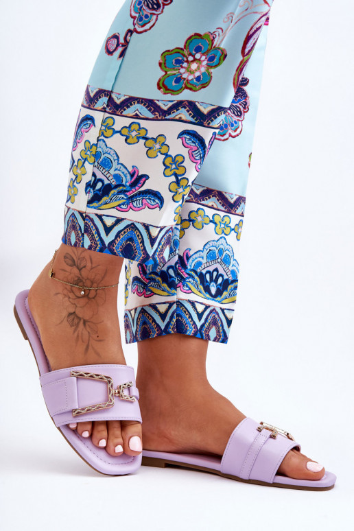 Klassiek model Slippers met ornamenten Paarse kleur Imposant Klassiek model Slippers met ornamenten Paarse kleur Imposant