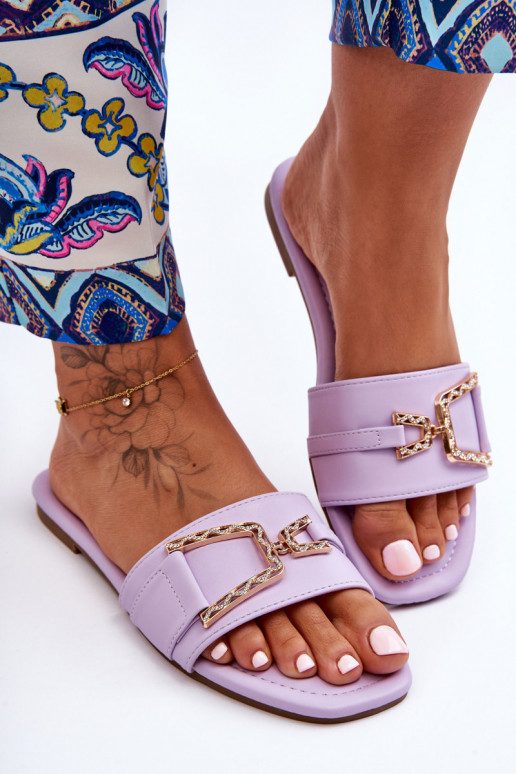 Klassiek model Slippers met ornamenten Paarse kleur Imposant Klassiek model Slippers met ornamenten Paarse kleur Imposant