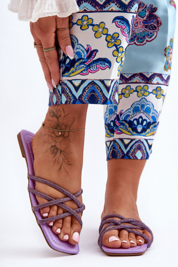 Slippers met bandjes I Paars Leomi 2