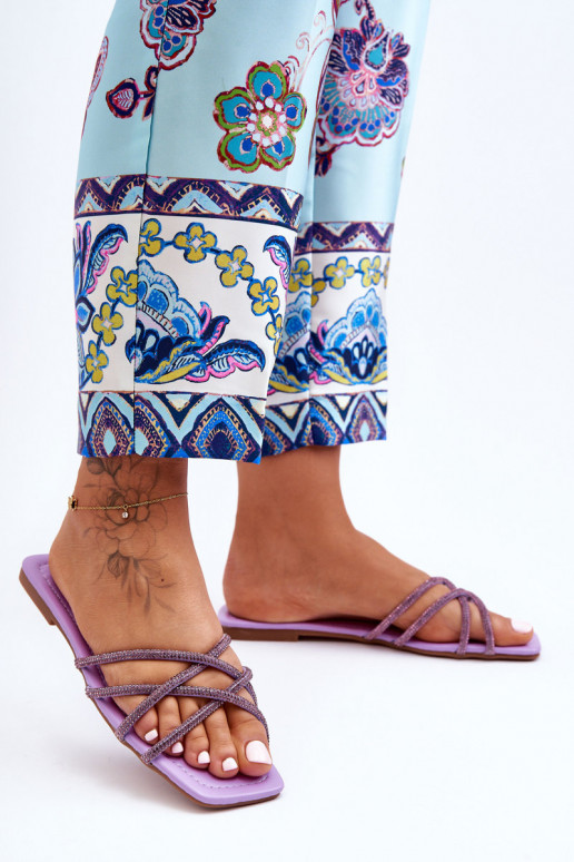 Slippers met bandjes I Paars Leomi Slippers met bandjes I Paars Leomi