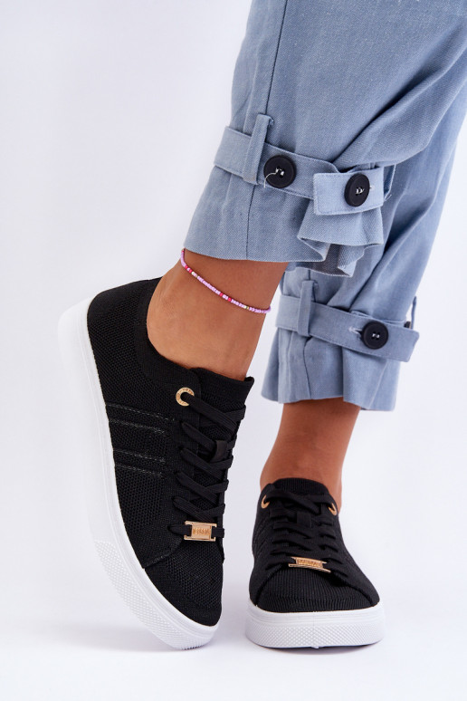 Vrijetijdsschoenen met veters in de zwarte kleur Etna