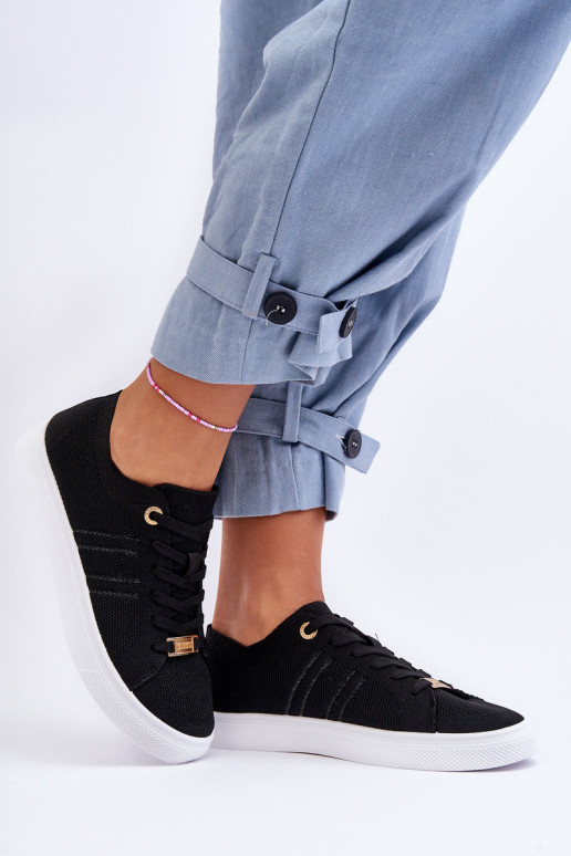 Vrijetijdsschoenen met veters in de zwarte kleur Etna